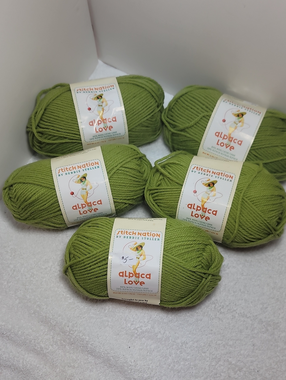 Alpaca Love Yarn - Avocado Green 5 Skeins NWT